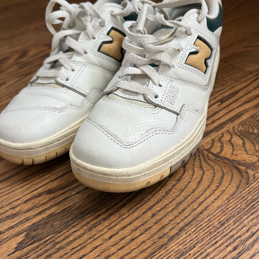 Aime Leon Dore x New Balance White and Tan Sneakers